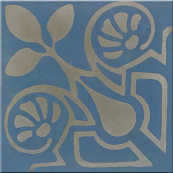 Mosaic House Moroccan tile Brooklyn C43-34 Indigo, blue Aged Copper, gray  cement, encaustic, field, pattern floral 